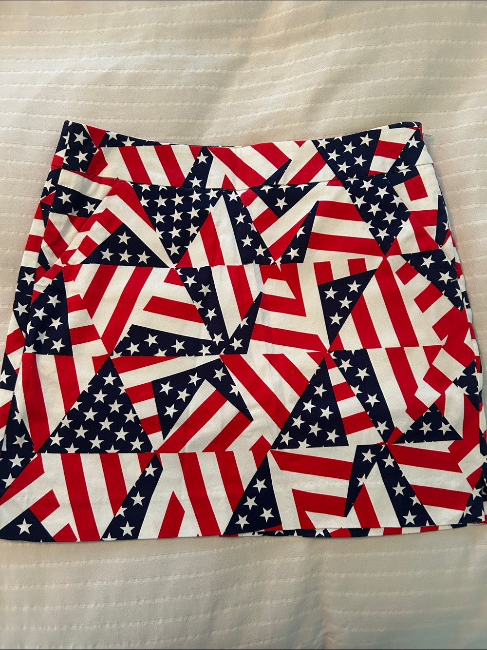 Women’s Red, White & Blue Patriotic Flag Print Skirt